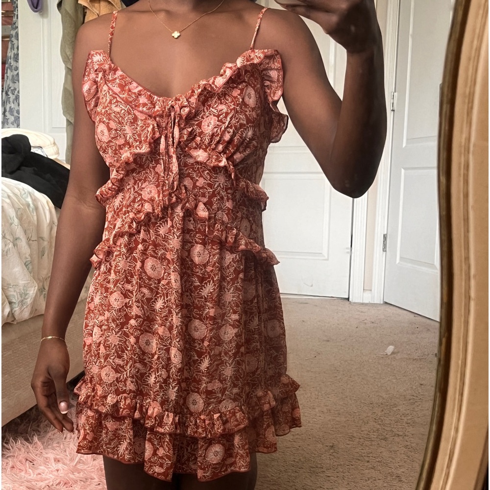 Summer ruffle mini floral dress